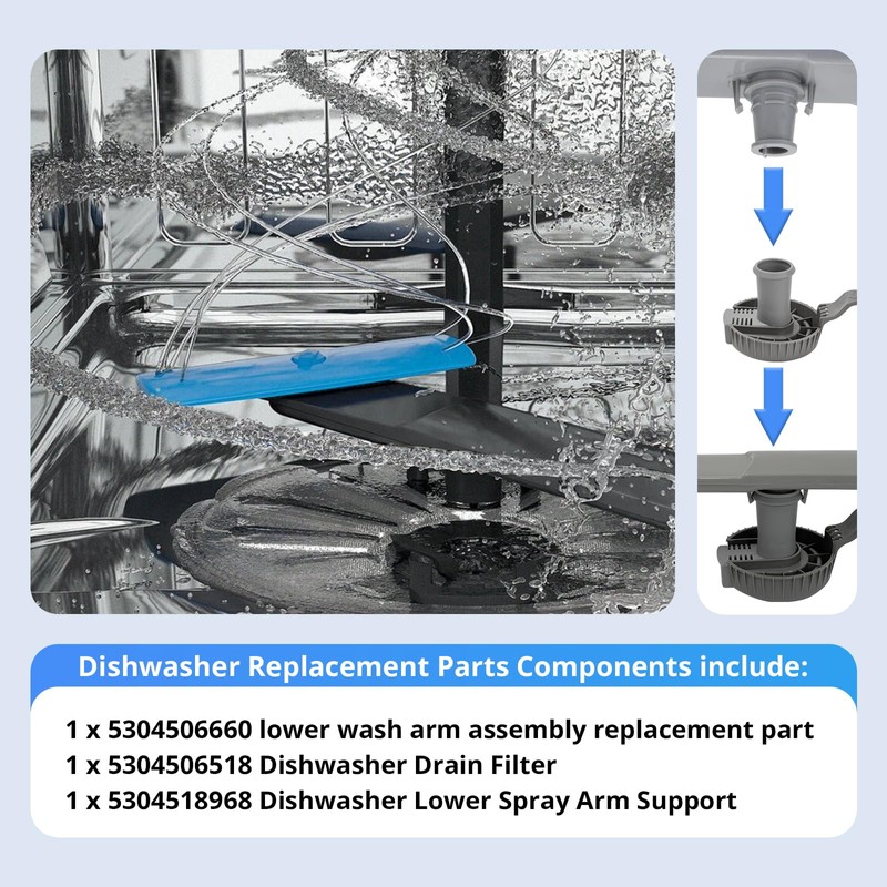 5304506660 Dishwashers Spray Arm Assembly for Frigidaire Dishwashers Lower Wash