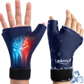 Wrist Ice Pack Wrap with Thumb Brace for Either Hand - 2 pcs Reusable Gel Glove for Hot & Cold Therapy - Pain Relief for Carpal Tunnel, Arthritis, Tendonitis & Sports Injuries L/XL (Blue)