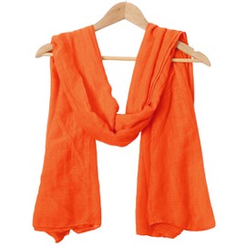 woogwin Women's Cotton Scarves Lady Light Soft Fashion Solid Scarf Wrap Shawl (One Size, Orange)