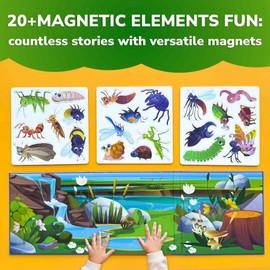 QUOKKA Travel Magnetic Puzzles for Toddlers 1-3 – 20+Pcs Bugs Game with Extra-Long Play Book – Fun Travel Game Toy for Kids Ages 3-5 – Strong Magnets for Car Activities – Fun Toddler Puzzle Ages 2-4