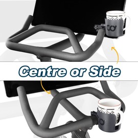 CyclingDeal Cup Mug Water Bottle Holder Adjustable Bracket Mount Tray - for Indoor Exercise Bikes with Round Bars ONLY - Compatible with Peloton Bike & Bike+, NordicTrack - Install at Centre or Side