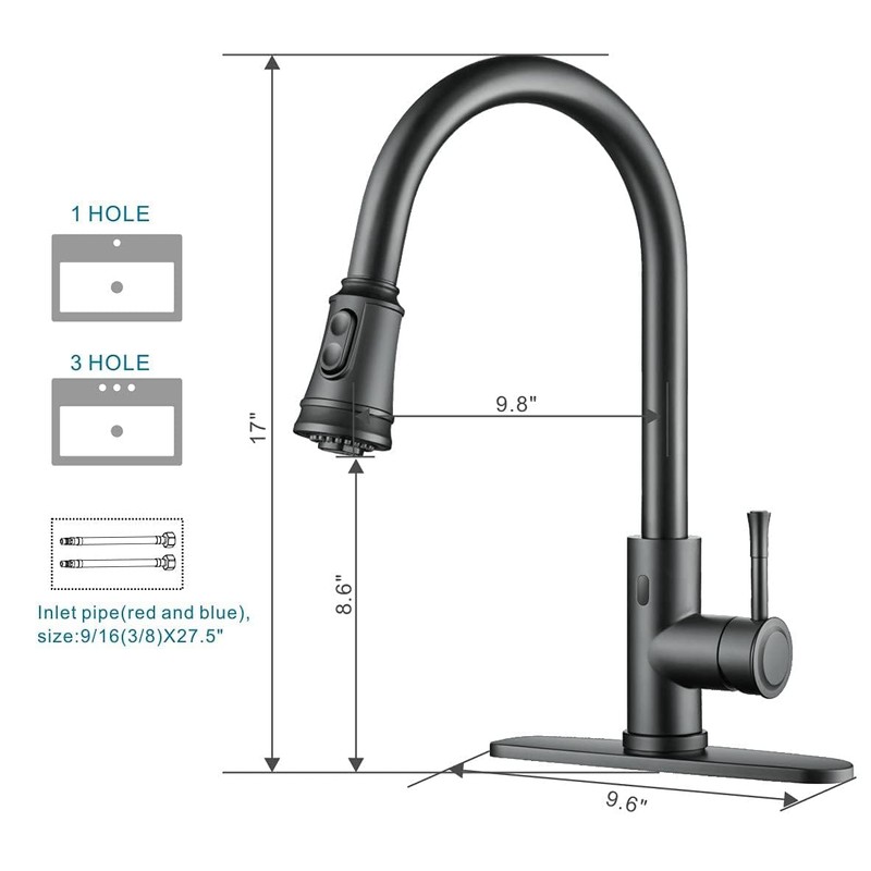 Welsan Touchless Kitchen Faucet, Hands-Free Automatic Smart Faucet with Pull
