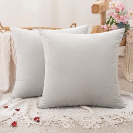 MIULEE Set of 2 Velvet Cushion Covers, Cushion Case, Decorative Cushion, with Hidden Zip, Sofa, Bedroom, 40 x 40 cm, Grey White