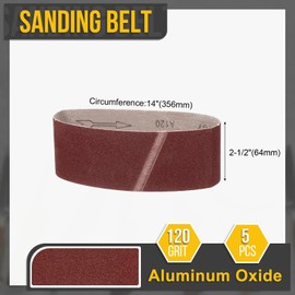 CoCud 2-1/2 x 14 Inch Sanding Belt, 5 Pcs 120 Grit Knife Sharpener Belts Work Sharpening for Belt Sander Knife Carving Tool Metal Working