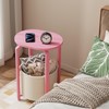 TUTOTAK Oval End Table with Woven Storage Basket, Pink Small