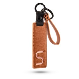 XGALBLA Initial PU Leather Letter S Keychains for Women, Two-tone Splicing Key Tag Bag Charms Key Holder Lanyard Strap for Key Purse Luggage Handbags Backpacks(Brown and Pink)