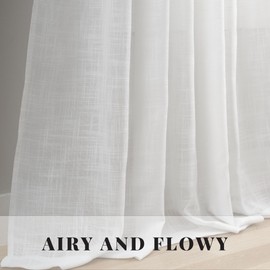 VOILYBIRD Short Curtains for Kitchen Window Linen Texture Curtains Farmhouse Country Style 45 Inch Length, W40 x L45, White, 2 Panels