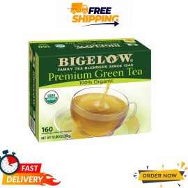 Bigelow Organic Green Tea 160 Ct Premium Natural Antioxidant-Ri<wbr/>ch Bags