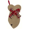 Burlap Cat Fish Shaped Stocking with Plaid Bow Custom Embroidered