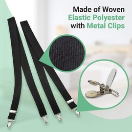 Hold’Em Bed Sheet Fastener Suspenders - Heavy Duty USA Made, Adjustable,Straight or Crisscross KEEP SHEET SNUG WITHOUT SLIPPING Sheet Strap Holder Clips-2 pc. adjustable black 2 set