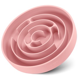 Coomazy Extra Large Slow Feeder Bowl, Silicone Dog Bowl with Suction Cups, Slow Feeder & Non-Slip Design, Boredom and Anxiety Reducer, Suitable for Large Dogs, Pink