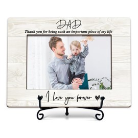 TIRYWT Dad Picture Frame, Father's Day Birthday Gifts for Father, Gift for Fathers From Son Daughter, I Love You Forever Daddy, Wood 4x6 Photo Frames for Desk Display -S02