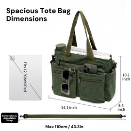 YDF Tote Bag for Women, Corduroy Crossbody Purse, Travel Shoulder Bag, Work Handbag, Everyday Hobo Tote Bag for School (Olive Green)