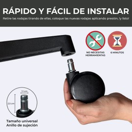 I SEATING ruedas para silla de oficina rodajas de 60mm juego de 5 silenciosas repuesto llantas para silla de oficina accesorios para oficina ergonomicas calidad BIFMA