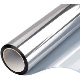 Reflective Window Film Privacy One Way,Heat Control Sun Blocking Window Covering Anti-UV Glass Tint Static Mirror Films Non-Adhesive for Home Residential Office 23.6 Inch x 6.5 Feet Silver