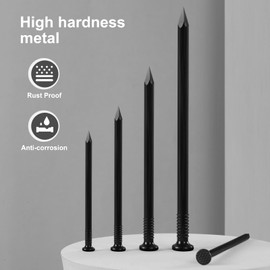VGBUY 18PCS Hardware Nails, 6 Inch Flat Head Black Nails for Hanging Pictures, Picture Hanging Nails, Long Nails, Wall Nails, Wood Nails, Finishing Nails