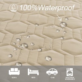 Tcksstex Waterproof and Non-Slip Dog Bed Cover and Pet Blanket Sofa Pet Bed Mat ，car Incontinence Mattress Protectors Furniture Couch Cover for Most Cats Dogs,Pets（82x102-Beige）