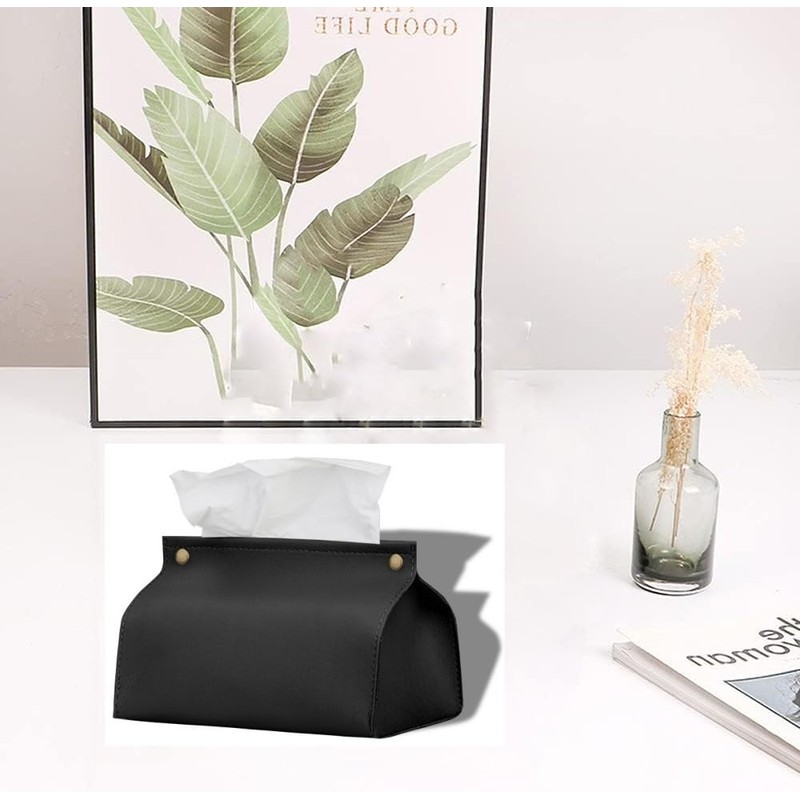 Leather Tissue Box Cover Holder, 1Pc Modern PU Leather Rectangular