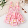 BemeUSWT Baby Girl Romper Casual Sleeveless Bow Front Floral Print
