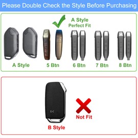 Aoocar 5-Button Leather Key Fob Cover, Compatible with Kia Telluride EV5 2023 2024 2025, No Screw Design Retro Style Smart Key Holder Protector(5 Button, Blue)