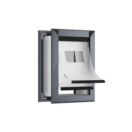 FreeStanding Doggie Door for Wall, Heavy Duty Aluminum Frame and Telescoping Tunnels Dog Door, Doggie Door with Double Magnetic Flaps and Two Sliding Lock Panels, Up to 40LBS, Dark Gray