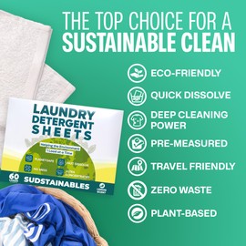 Laundry Detergent Sheets (60 Loads) - Eco Friendly Laundry Soap Detergent Strips I Eco Friendly, Zero Waste, Plastic Free, Planet Friendly 30 Sheets - Lemon- Laundry Sheets