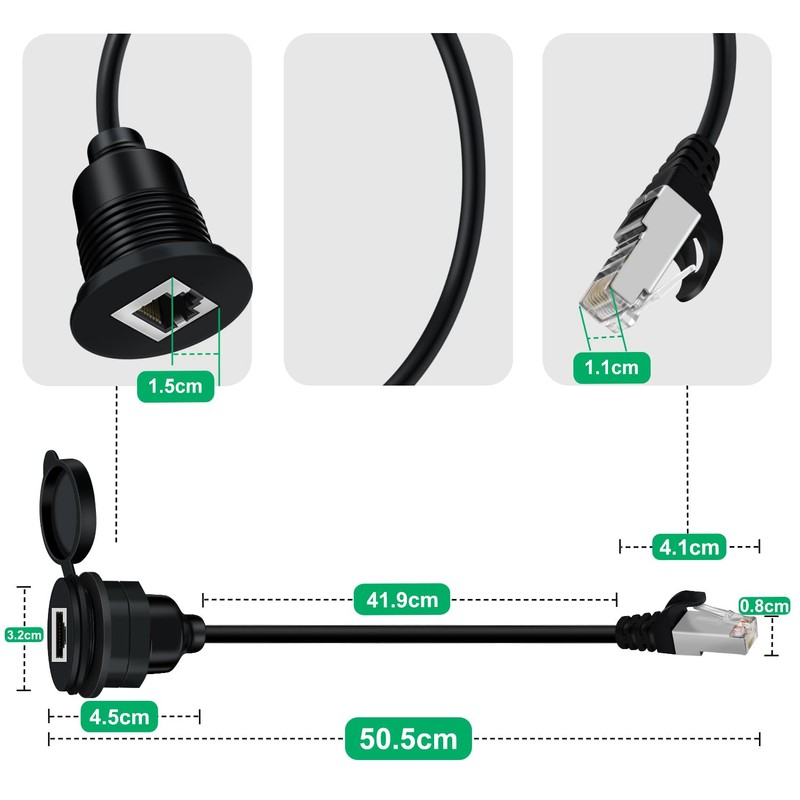 HuaLiSiJi CAT6 RJ45 Flush Mount Male to Female LAN Ethernet