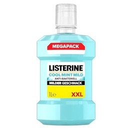 LISTERINE Cool Mint Mild (1000 ml), antibakterielle Mundspülung mit ätherischen Ölen & ohne Alkohol, mildes Zahnpflege Mundwasser, reduziert Zahnbelag, bekämpft wirksam Mundgeruch