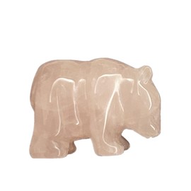 Sunshcat Natural Rose Quartz Hand Carved Crystal Bear Statue Figurines,1.5 Inches Crystals and Healing Stone Home Decor Crafts