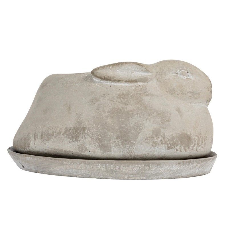 Creative Co-Op Cement Rabbit Planter with Saucer (Set of 2