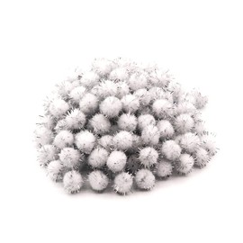 100pcs Glitter Tinsel Pom Poms Sparkle Balls for DIY Craft/Party Decoration/Cat (1.5CM 100PCS (White))