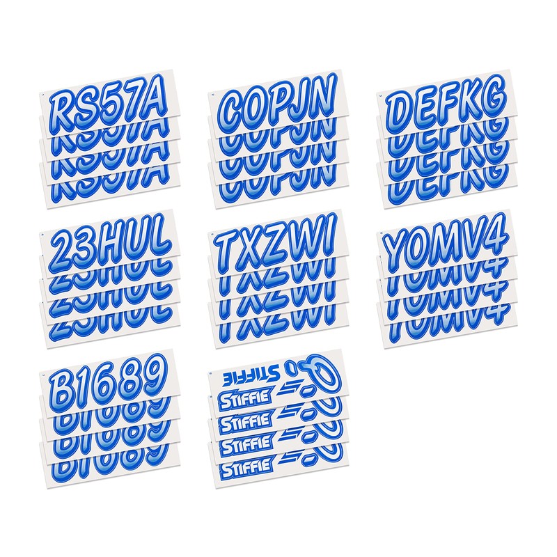STIFFIE Whipline White/Blue 3" Boat & PWC Registration Decals •