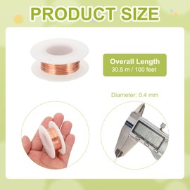 PATIKIL 99.9% Pure Copper Wire for Jewelry Making, 26 Gauge (0.4mm) Copper Craft Wire 100 Feet Beading Jewelry Making Supplies for Crafting Wreath Electroculture Gardening