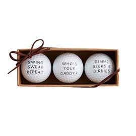 Mud Pie Men's Whos Your Caddy Golf Ball Set, 1 1/2" dia