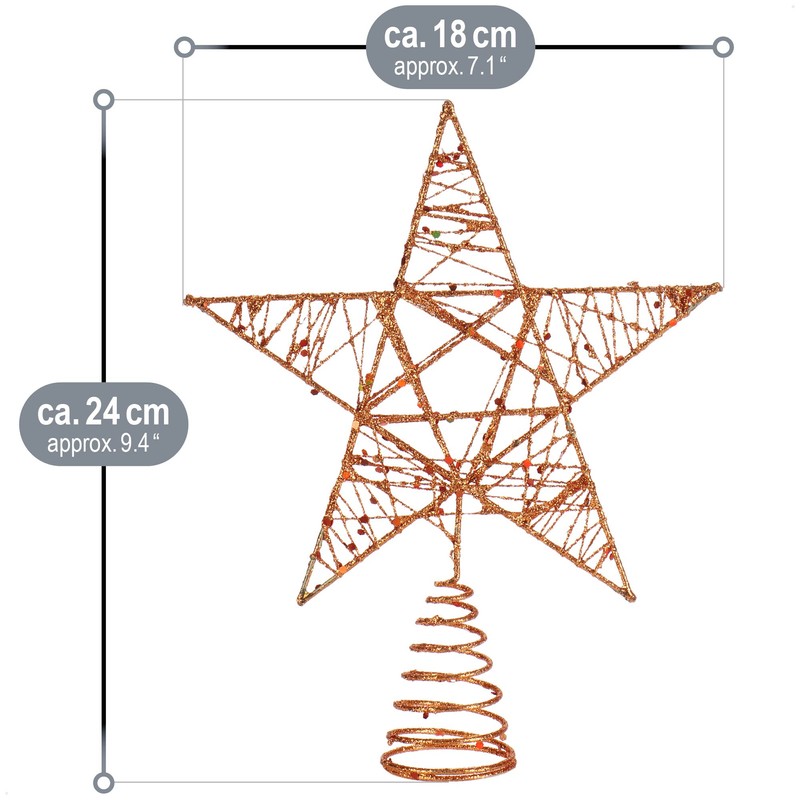 com-four® Decorative Star Christmas - Metal Christmas Tree Decoration -