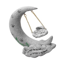 Moon Dog Memorial Stone - Heartfelt Pet Headstone for Garden Decoration Durable Synthetic Resin Dog Grave Marker