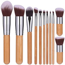 Angelie 11Pcs Makeup Brush Set Professional Kabuki Foundation Blending Blush Concealer Eye Face Liquid Powder Cream Cosmetics Brushes Kit