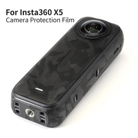 yiodelu Anti-Scratch Skin for Insta 360X5 Protective Sticker Camouflage Black Decals Action Camera Accessories for 360X5 Full Wrap Protection