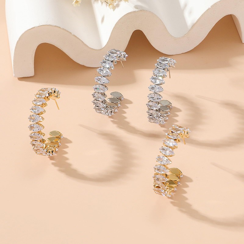 Rhinestone Hoop Earrings Trendy Earrings for Women Big/Large Hoop Earrings