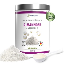 D-Mannose Powder - 2000 mg Daily Serving - 320 g - With Vitamin C - Includes Pill Box - Laboratory Tested - Vegan - Premium Quality - 100% Natural - No Additives