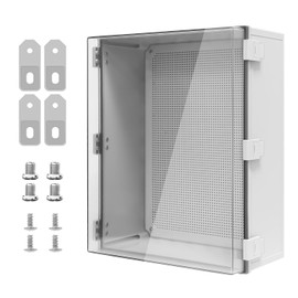LMioEtool Electrical Box IP65 Waterproof ABS Plastic Enclosure Outdoor and Indoor Project Box Hinged Clear Cover with Mounting Plate Wall Brackets, Outer Dimension 19.7"x 15.7" x 7.9"