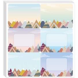Humyoun 60 Pcs Moving Mountain Name Tags Self-Adhesive Name Tag Labels Mountain Themed Student Name Tag Label Stickers for School Office Classroom Back to School Decoration