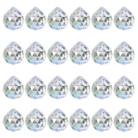 Peevisap Pack of 24 2 cm Crystal Ball, Suncatcher, Crystal Ball, Crystals for Hanging, Suncatcher Crafts, Sun Catcher Window, for Hanging Light, Window Decoration