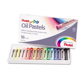 Pentel PHN16 Oil Pastel Set with Carrying Case,16-Color Set, Assorted, 16/Set