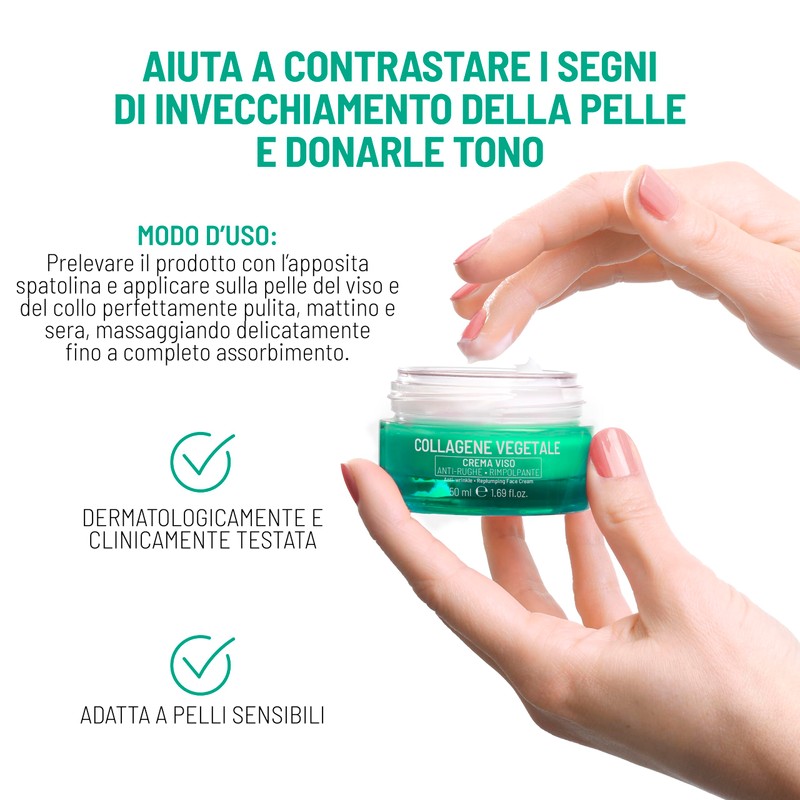 Equilibra, Collagene Vegetale Crema Viso Anti-rughe Rimpolpante, 50 ml ,