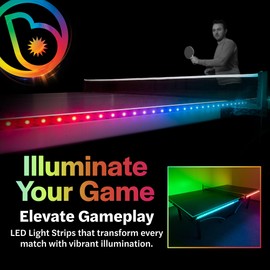 Brightz LED Ping Pong Table Light - Glow in The Dark Ping Pong Accessories - LED Strip Light for Tennis Table - Perfect Fathers Day Stocking Stuffer - Supplements Paddle & Balls