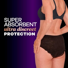 Always Discreet Boutique Incontinence and Postpartum Underwear for Women, Maximum Protection, L, Black, 18 Count (Packaging May Vary)