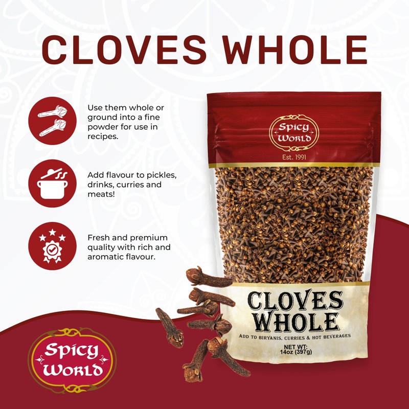 Cloves Whole Bulk 14 Oz Bag - Pure, Non-GMO, Premium