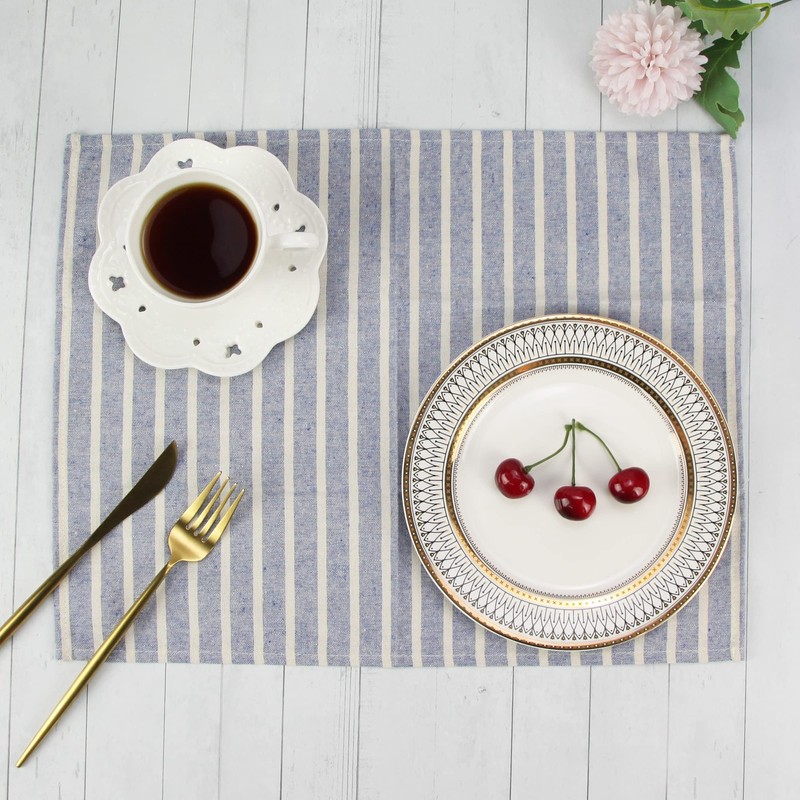 INFEI Broad Striped Cotton Blended Dinner Cloth Napkins - Set