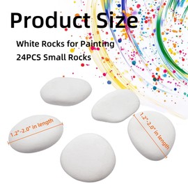 lifetop 24PCS White Painting Rocks, 1.2"-2.0" DIY Rocks Flat & Smooth Kindness Rocks for Arts, Crafts, Decoration, Small Rocks for Painting ，Hand Picked for Painting Rocks